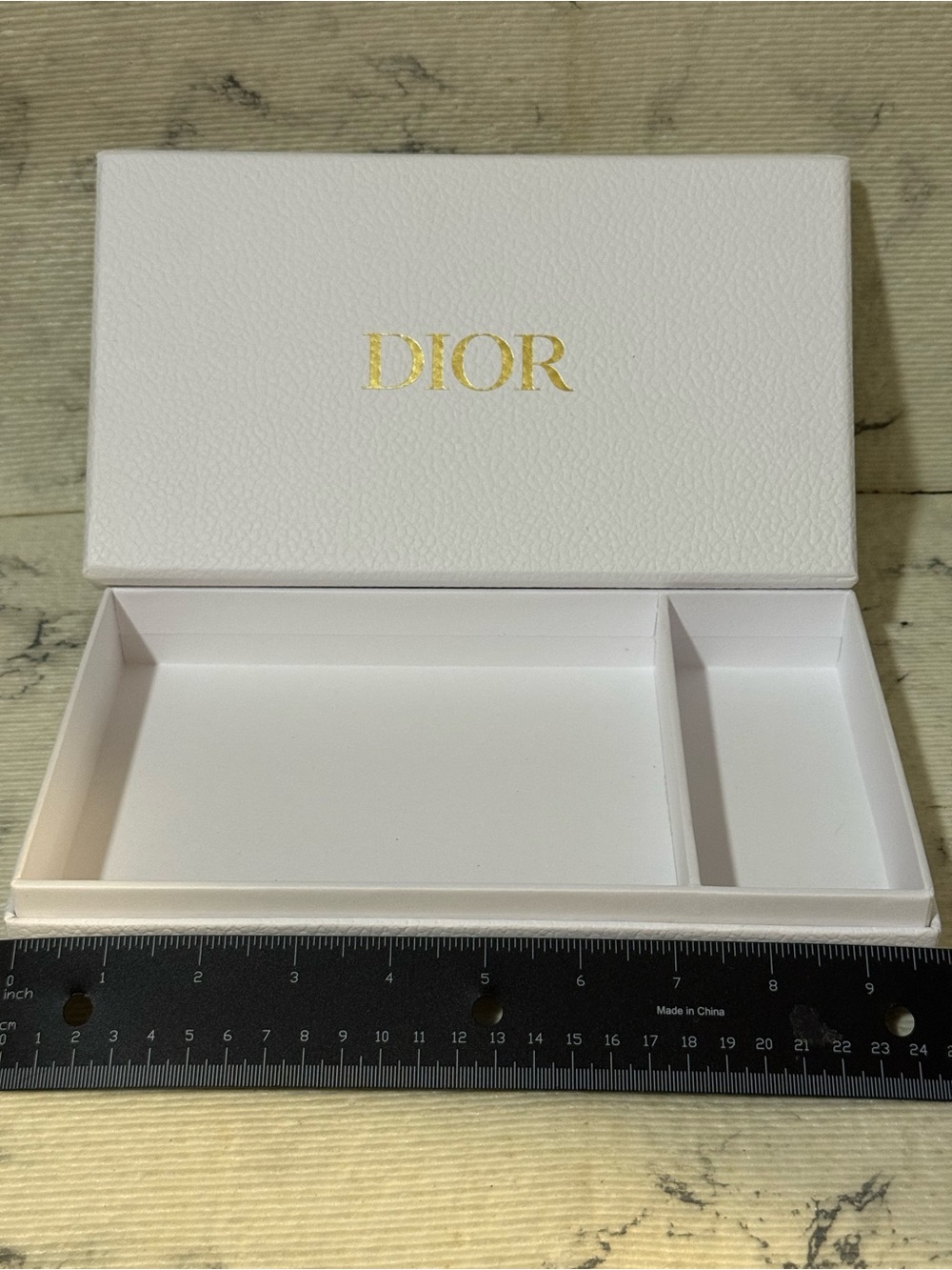 Dior Rectangular White Pebbled Box (Interior Divided Section) Box Only - Picture 7 of 9